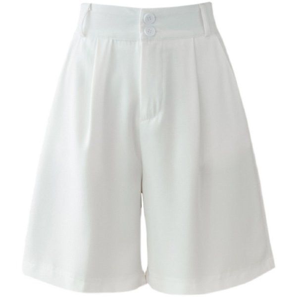 Pantaloni scurți cu talie înaltă și picioare largi pentru femei