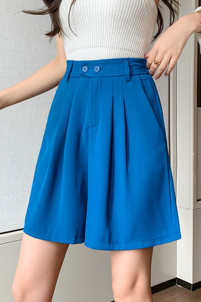 Pantaloni scurți largi de damă cu talie înaltă