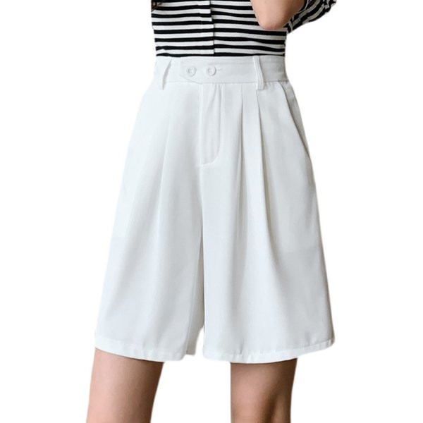 Pantaloni scurți largi de damă cu talie înaltă