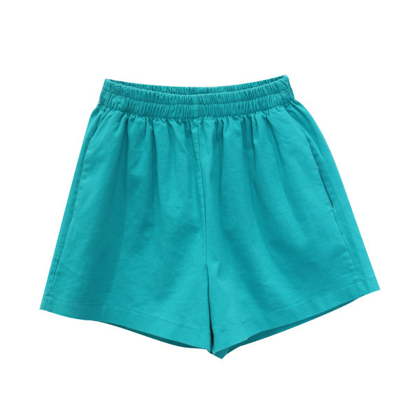 Pantaloni scurti de dama cu talie inalta model uni cu buzunare