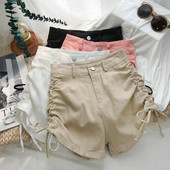 Pantaloni scurți casual cu cravate și talie înaltă în patru culori