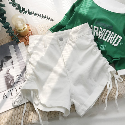 Pantaloni scurți casual cu cravate și talie înaltă în patru culori