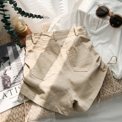 Pantaloni scurți casual cu cravate și talie înaltă în patru culori