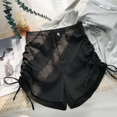 Pantaloni scurți casual cu cravate și talie înaltă în patru culori