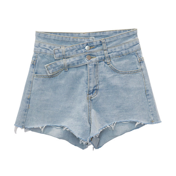 Modes sieviešu īsie džinsa šorti ar augstu vidukli