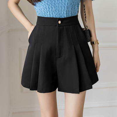 Sieviešu kroku šorti ar augstu vidukli un kabatām