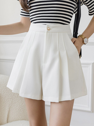 Sieviešu kroku šorti ar augstu vidukli un kabatām