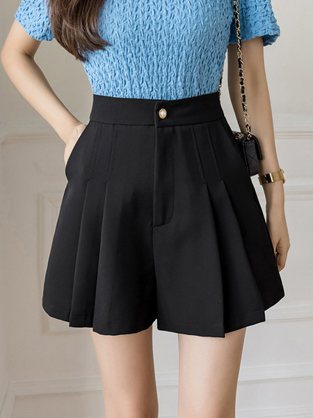 Sieviešu kroku šorti ar augstu vidukli un kabatām