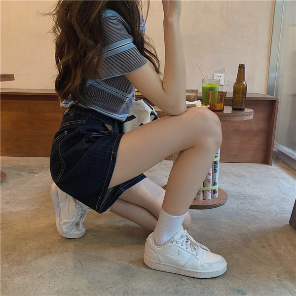 Sieviešu modernas platas džinsa bikses ar augstu vidukli