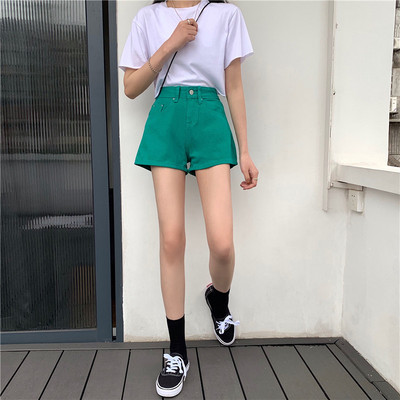 Sieviešu moderni šorti ar augstu vidukli un kabatām