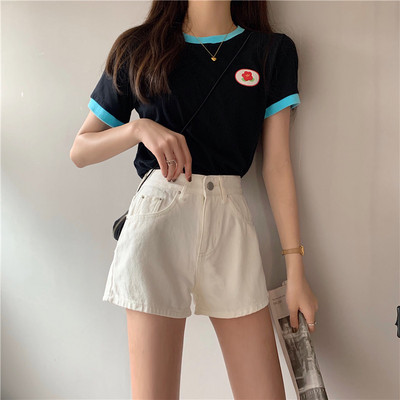 Sieviešu moderni šorti ar augstu vidukli un kabatām