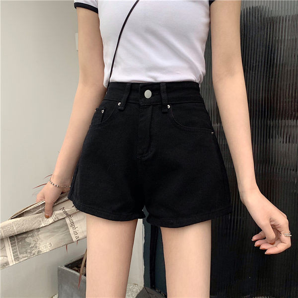 Sieviešu moderni šorti ar augstu vidukli un kabatām