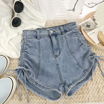 Blugi scurti de dama cu sireturi si nasturi