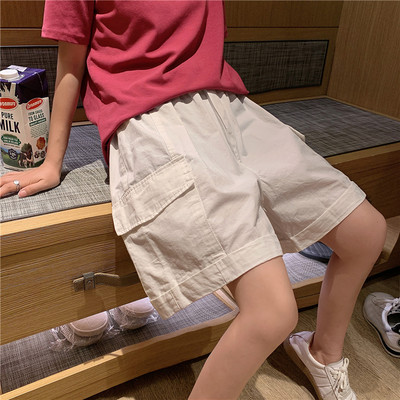 Sieviešu plati šorti ar augstu vidukli un sānu kabatām