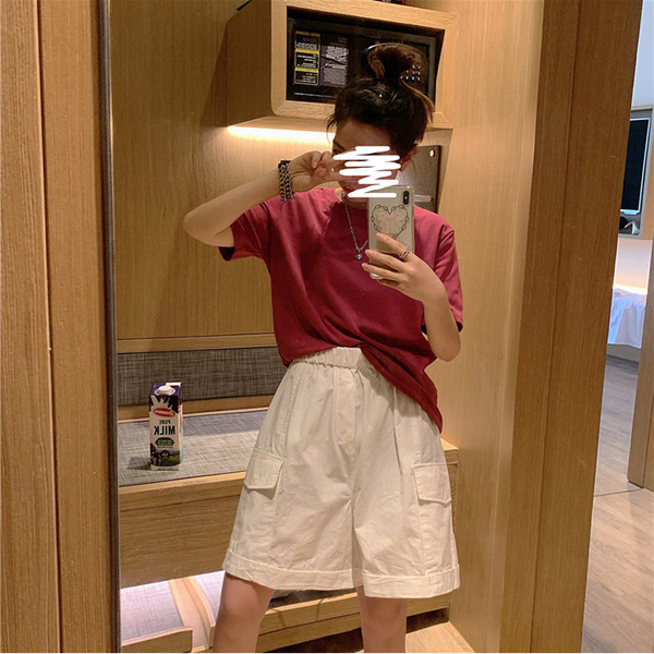 Sieviešu plati šorti ar augstu vidukli un sānu kabatām