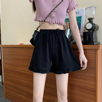 Pantaloni scurți casual dama cu cravate si talie inalta