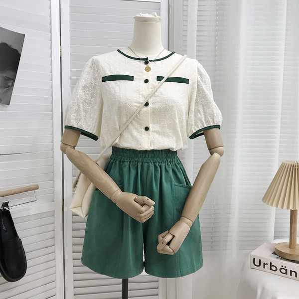 Pantaloni casual cu buzunare si talie elastica