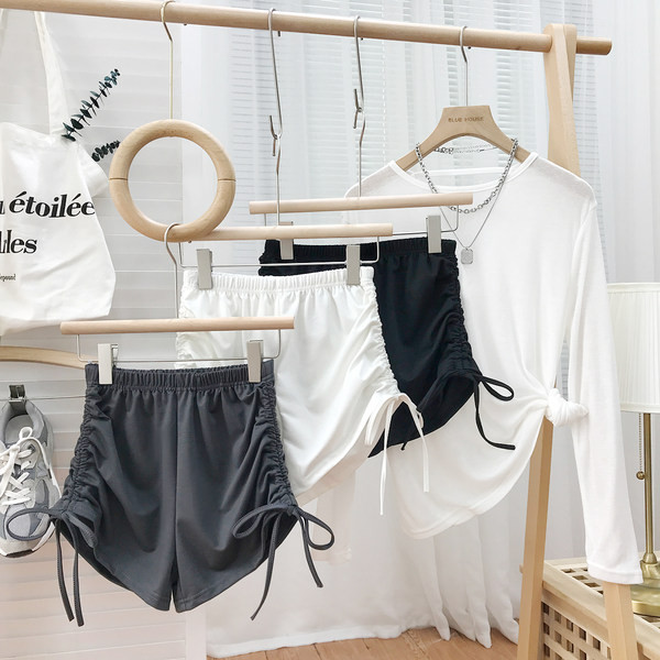 Pantaloni casual cu cravate si talie elastica