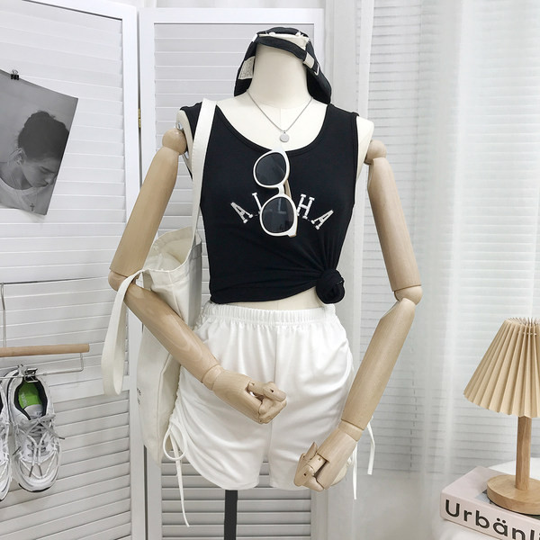 Pantaloni casual cu cravate si talie elastica