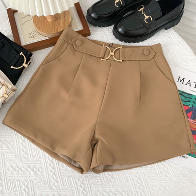 Moderni sieviešu šorti ar metāla sprādzi vairākās krāsās