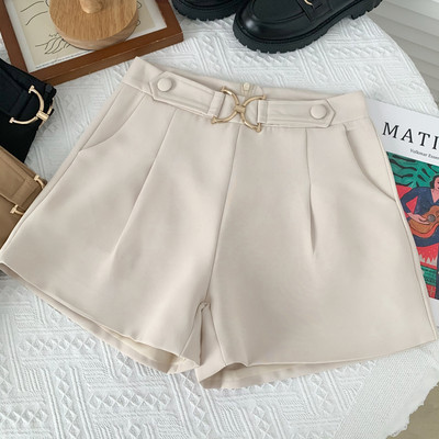 Moderni sieviešu šorti ar metāla sprādzi vairākās krāsās