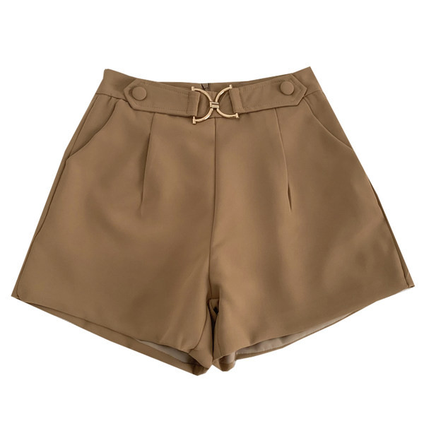 Moderni sieviešu šorti ar metāla sprādzi vairākās krāsās