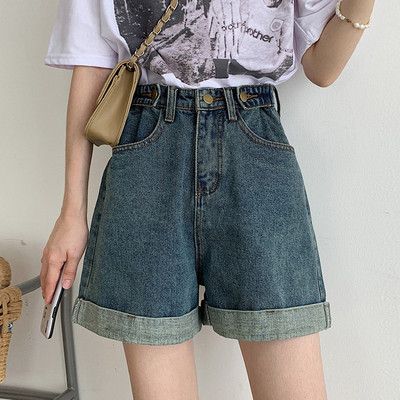 Model nou de pantaloni scurți din denim cu talie înaltă