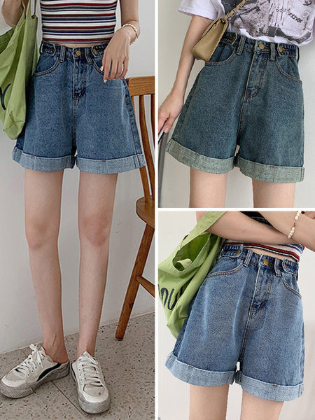 Model nou de pantaloni scurți din denim cu talie înaltă