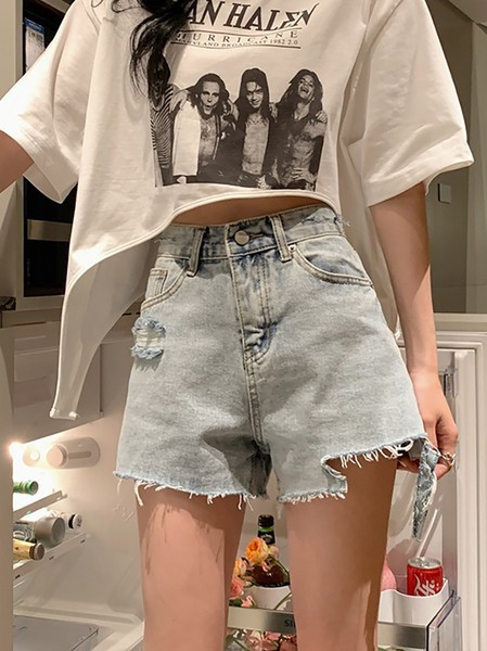 Pantaloni de damă din denim cu motive rupte