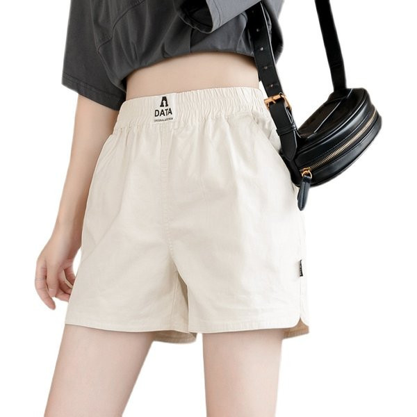 Pantaloni scurți de damă cu talie elastică și inscripție