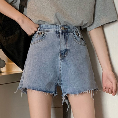 Pantaloni scurți din denim de damă în albastru