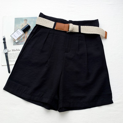 Ikdienas sieviešu šorti ar jostiņu un kabatām vairākās krāsās