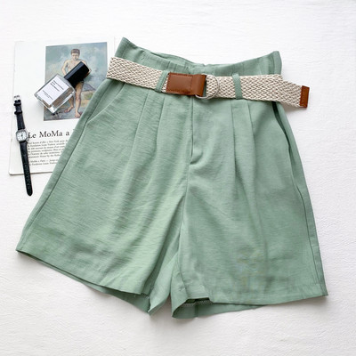 Ikdienas sieviešu šorti ar jostiņu un kabatām vairākās krāsās