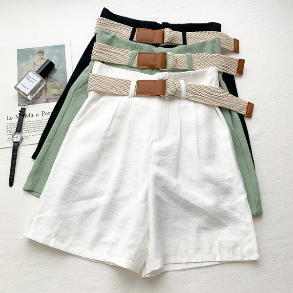 Ikdienas sieviešu šorti ar jostiņu un kabatām vairākās krāsās