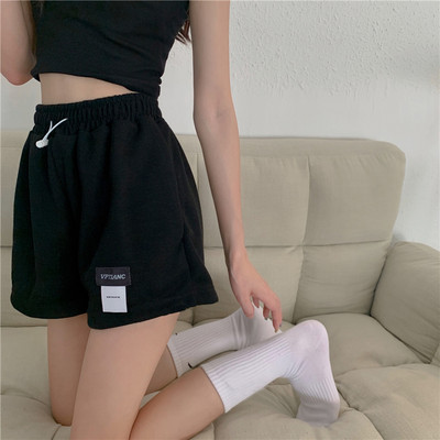 Спортни дамски къси панталони с висока талия и връзки