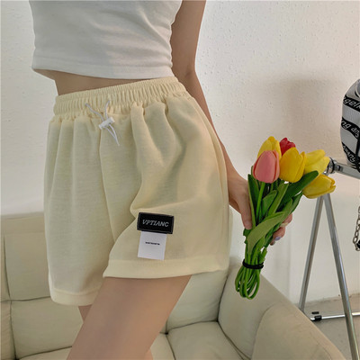 Спортни дамски къси панталони с висока талия и връзки