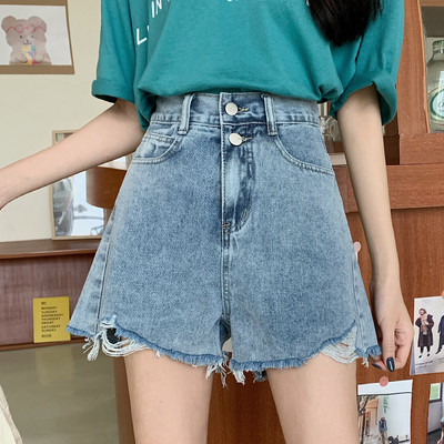 Pantaloni scurți de damă din denim cu model rupt