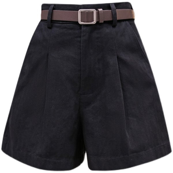 Pantaloni scurti de dama model nou cu talie inalta si curea - model lat