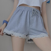 Ženske casual hlače s vezicama i čipkom