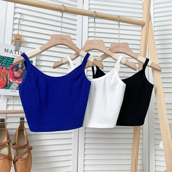 Jauna modeļa īss sieviešu topiņš ar plānām lencītēm - vairākās krāsās