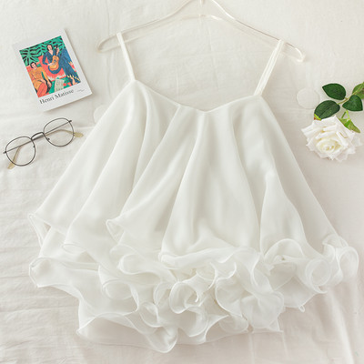 Stilīgs sieviešu piegriezuma tops ar plānām lencēm