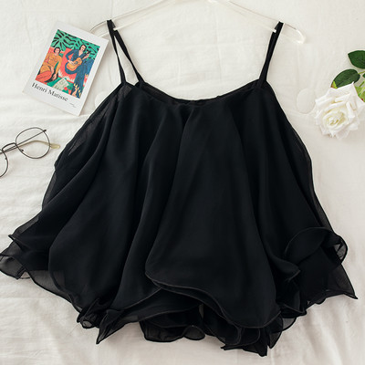 Stilīgs sieviešu piegriezuma tops ar plānām lencēm