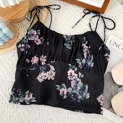 Hanorace de damă la modă cu bretele subțiri și model floral