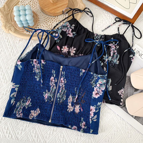 Hanorace de damă la modă cu bretele subțiri și model floral