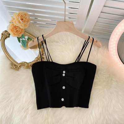 Maieu de damă cu bretele subțiri și panglică