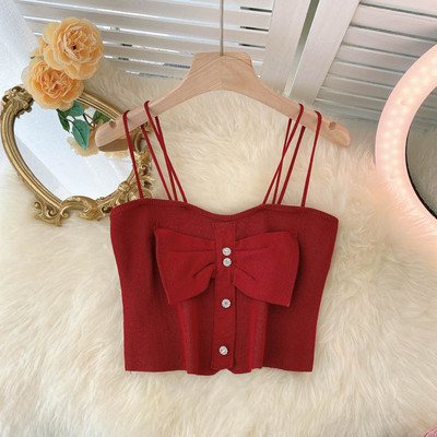 Maieu de damă cu bretele subțiri și panglică