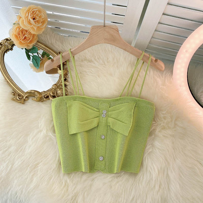 Maieu de damă cu bretele subțiri și panglică