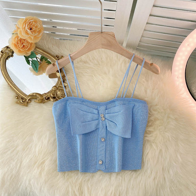 Maieu de damă cu bretele subțiri și panglică