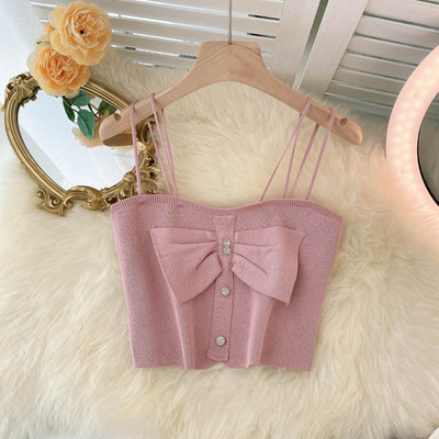 Maieu de damă cu bretele subțiri și panglică