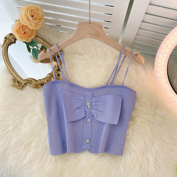 Maieu de damă cu bretele subțiri și panglică